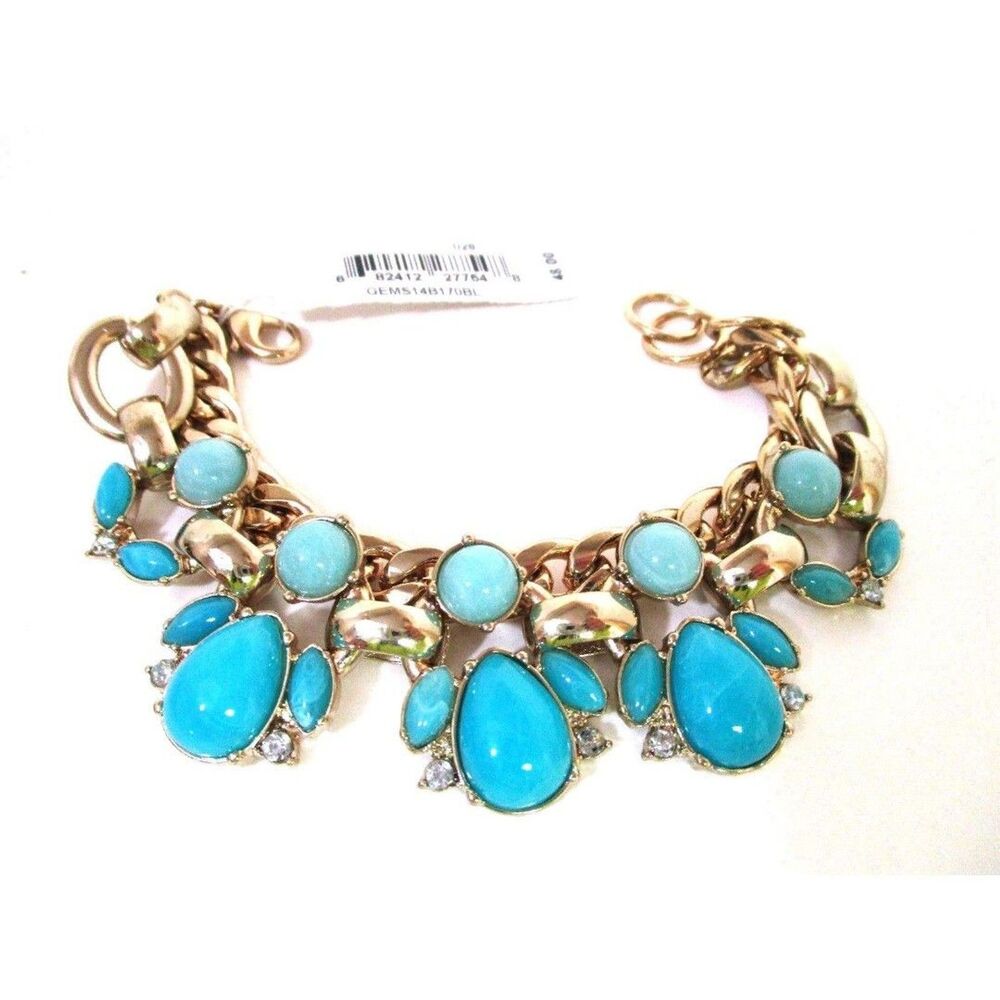 Lee By Lee Angel Capri Cabochon Link Bracelet NWT $48 TURQ